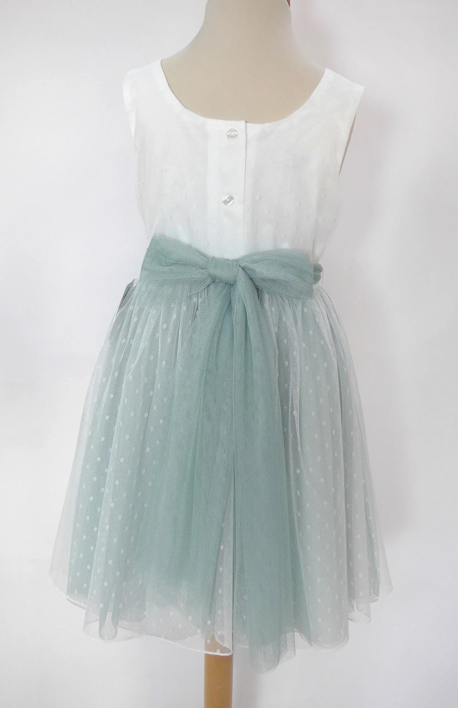 Vestido tul verde sin mangas - PARDALETS