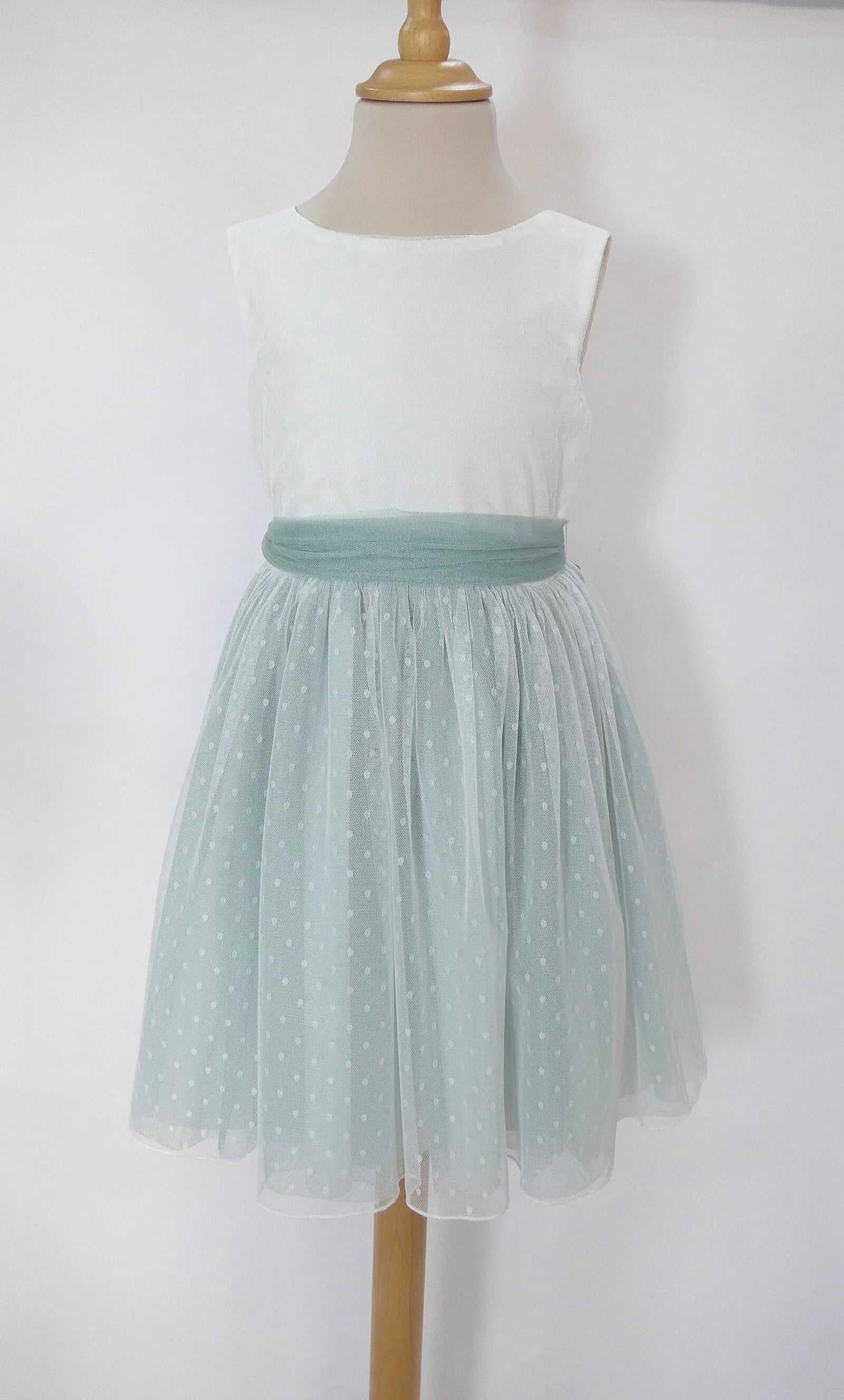 Vestido tul verde sin mangas - PARDALETS