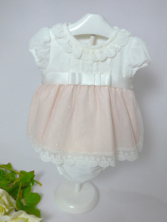 Jesusito tul blanco y rosa con manguita - PARDALETS