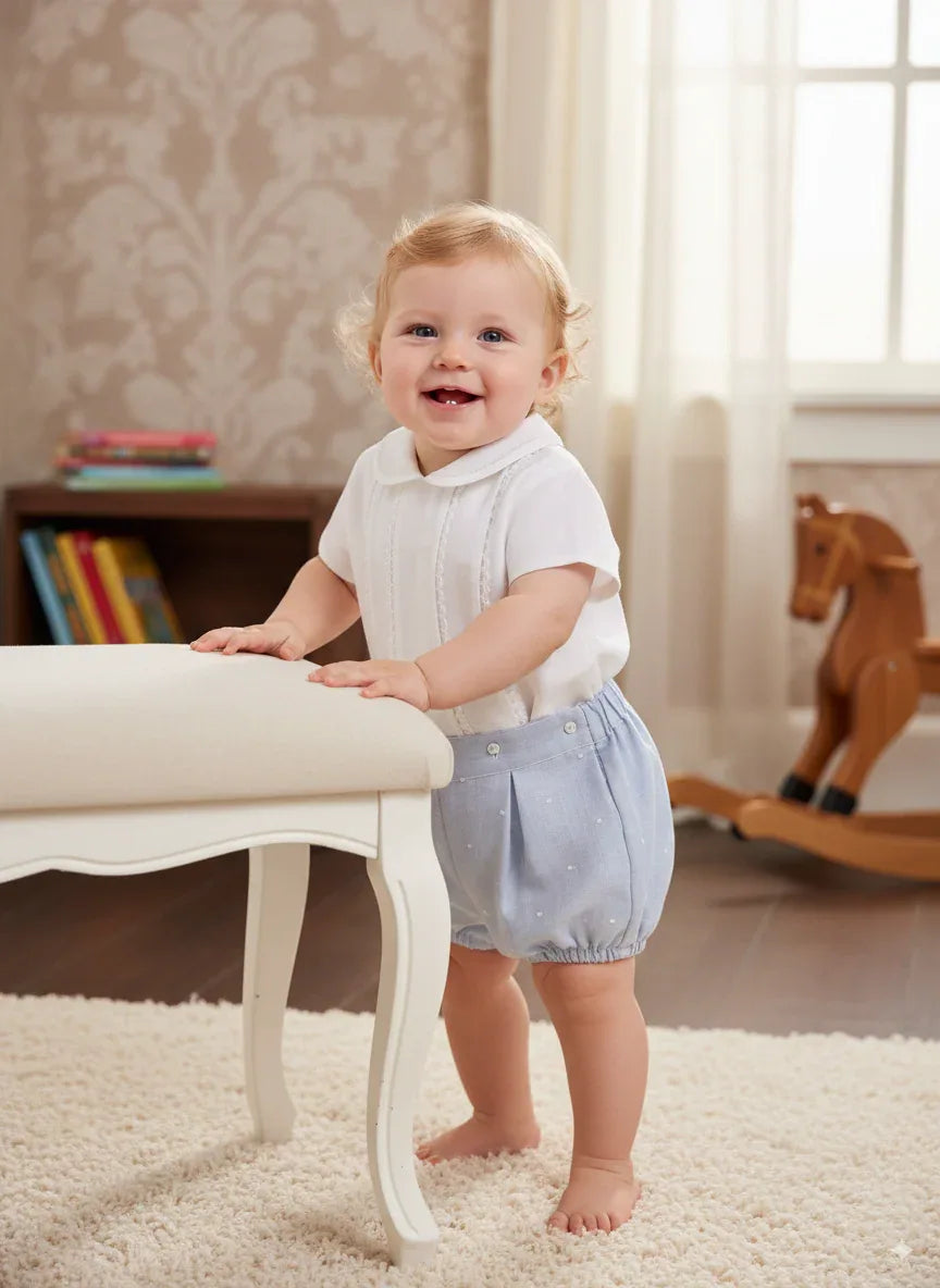 Conjunto camisa blanca y short azul - PARDALETS