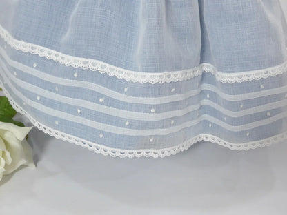 Vestido batista inglesa blanco y azul - PARDALETS