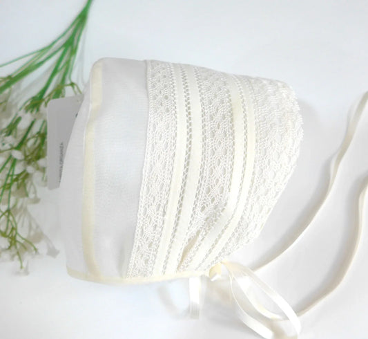 Capota organza beig con puntillas - PARDALETS