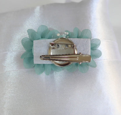 Tocado/broche pequeño flores verdes - PARDALETS