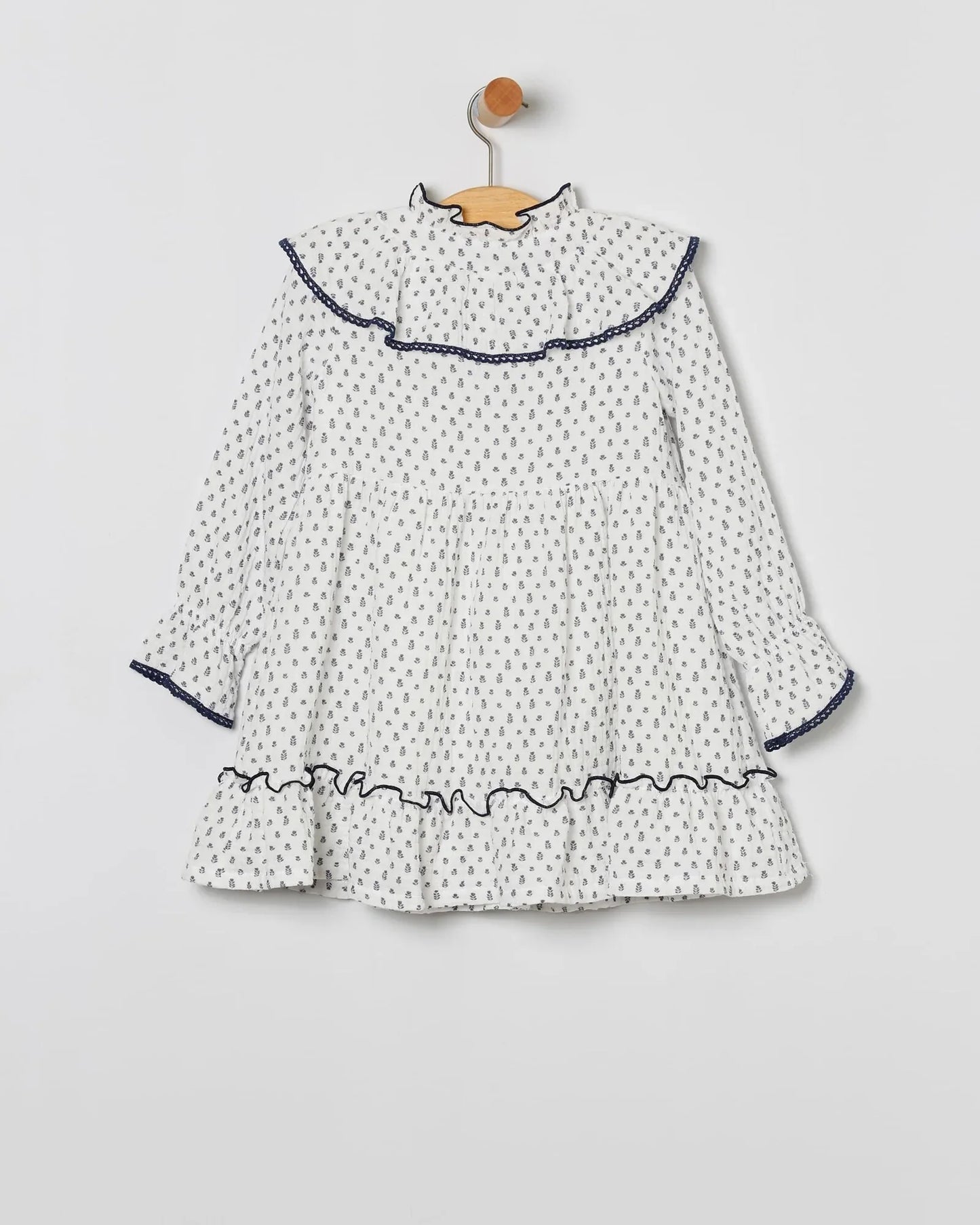 Vestido blanco con flores marino - PARDALETS