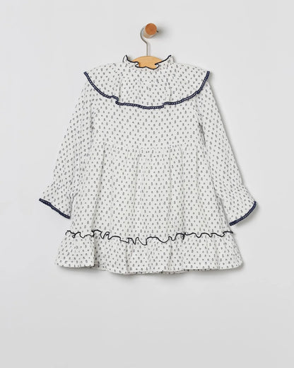 Vestido blanco con flores marino - PARDALETS