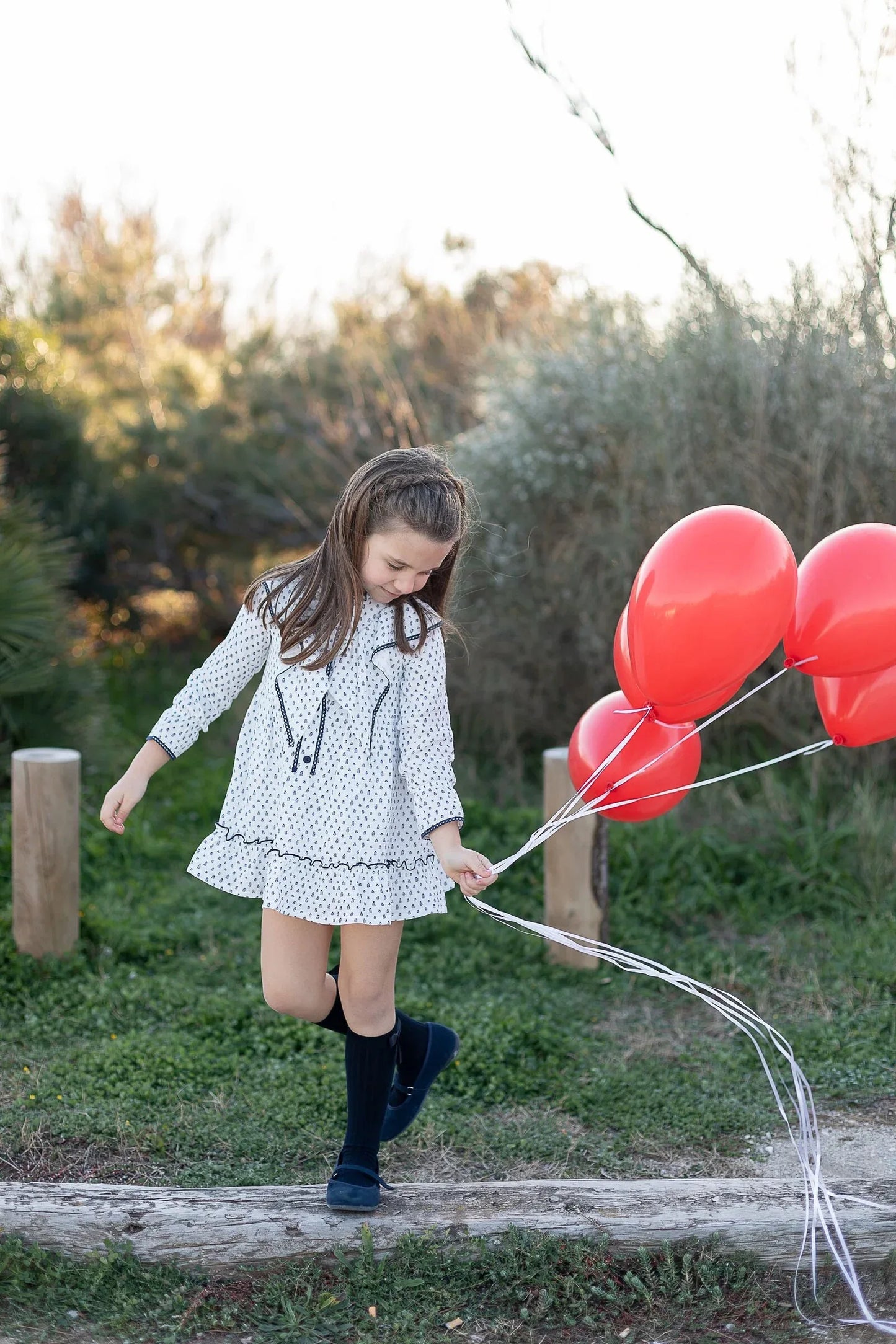 Vestido blanco con flores marino - PARDALETS
