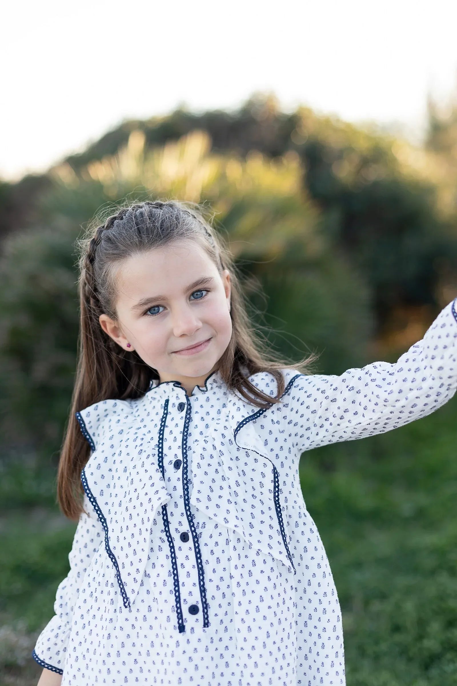 Vestido blanco con flores marino - PARDALETS
