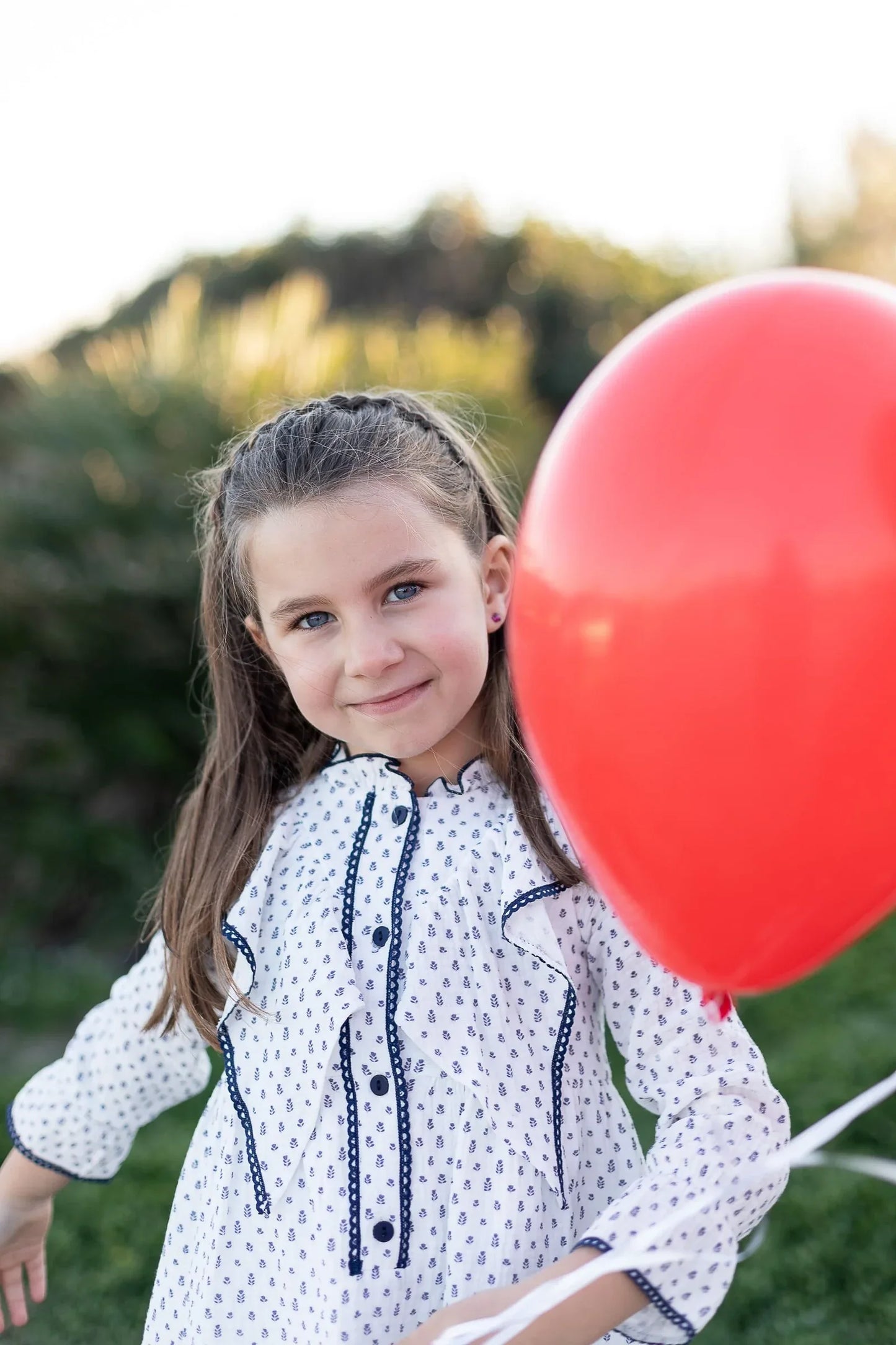 Vestido blanco con flores marino - PARDALETS