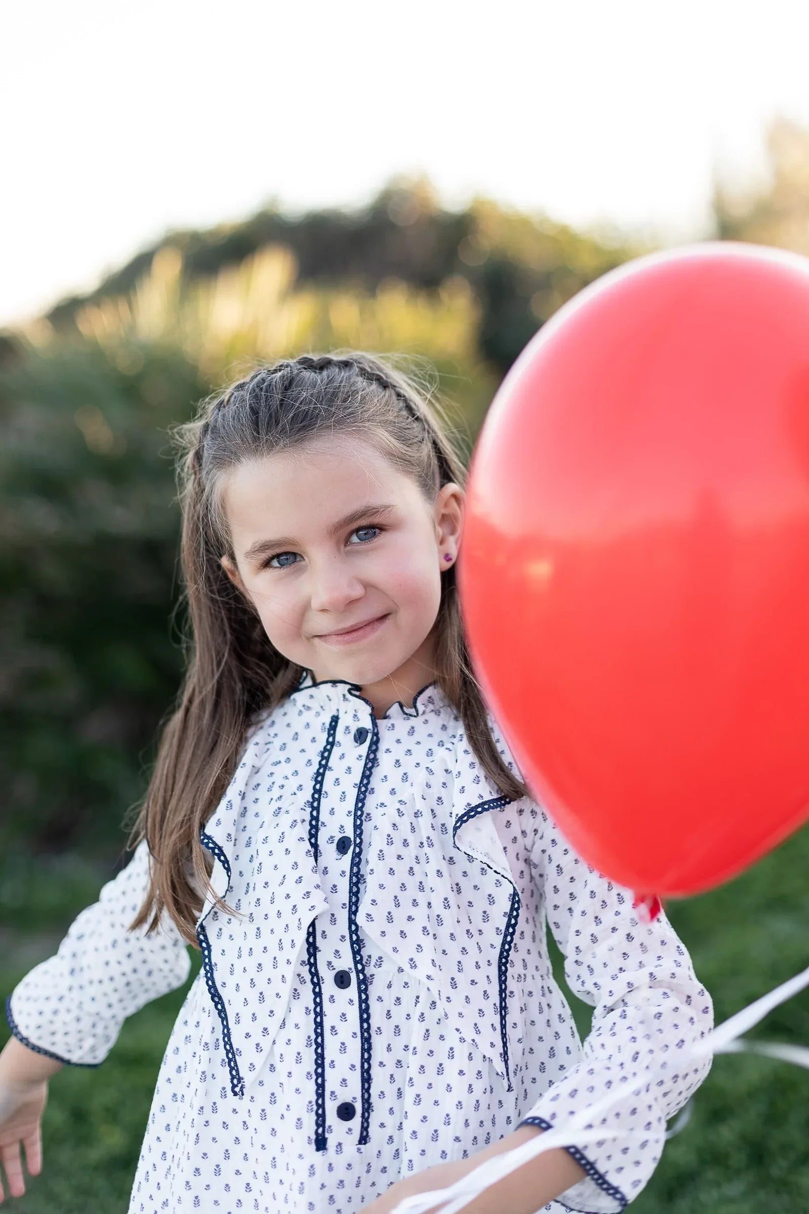 Vestido blanco con flores marino - PARDALETS