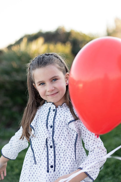 Vestido blanco con flores marino - PARDALETS