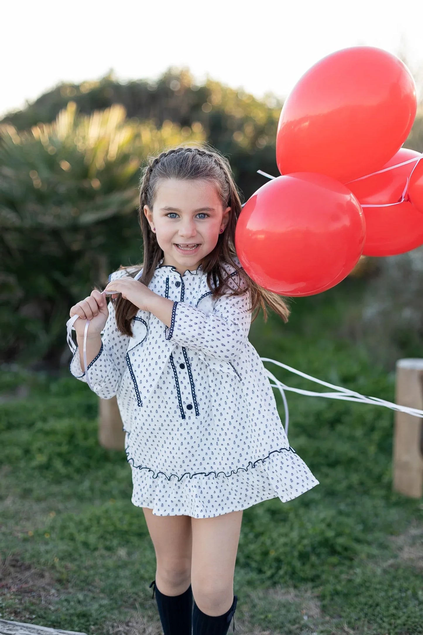 Vestido blanco con flores marino - PARDALETS