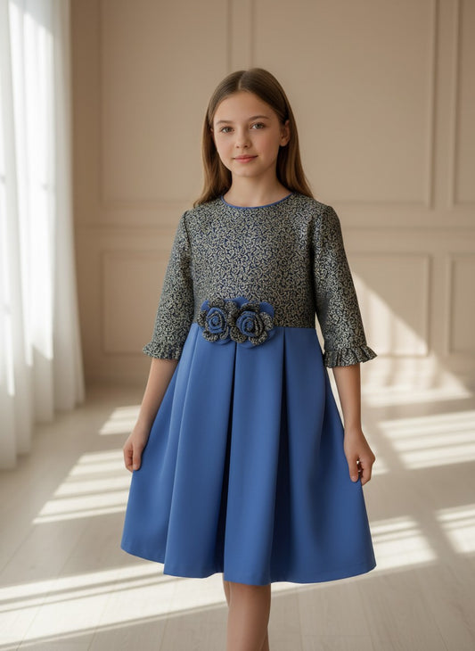 Vestido brocado azul