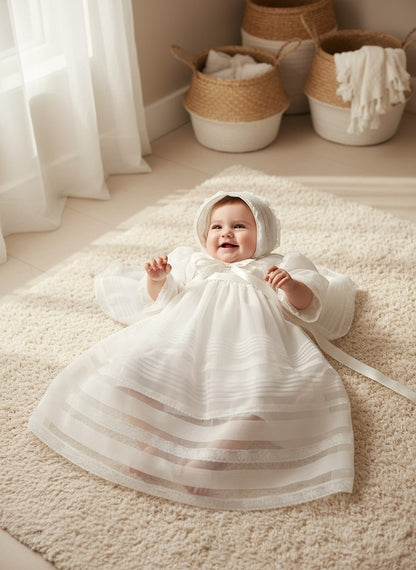 Faldon de organza beig con capa