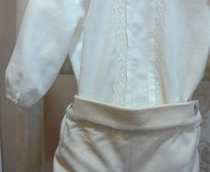 Conjunto camisa y bombacho terciopelo beig - PARDALETS