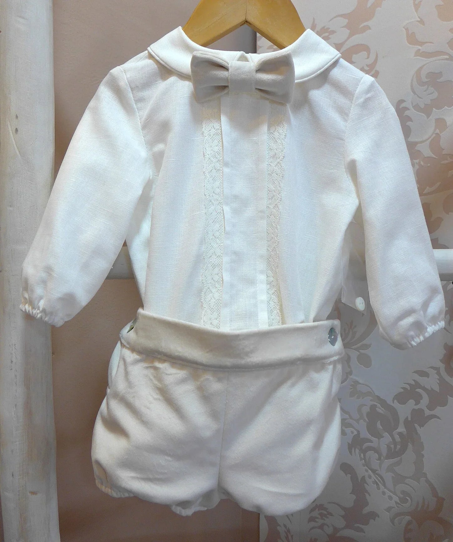 Conjunto camisa y bombacho terciopelo beig - PARDALETS