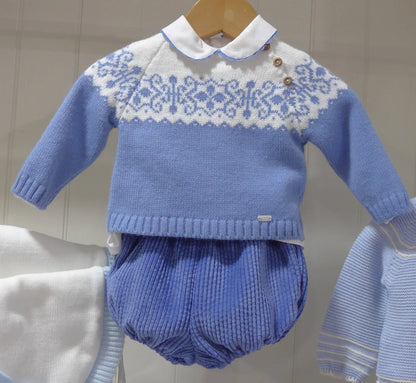 Conjunto camisa, jersey y bombacho azul pana - PARDALETS