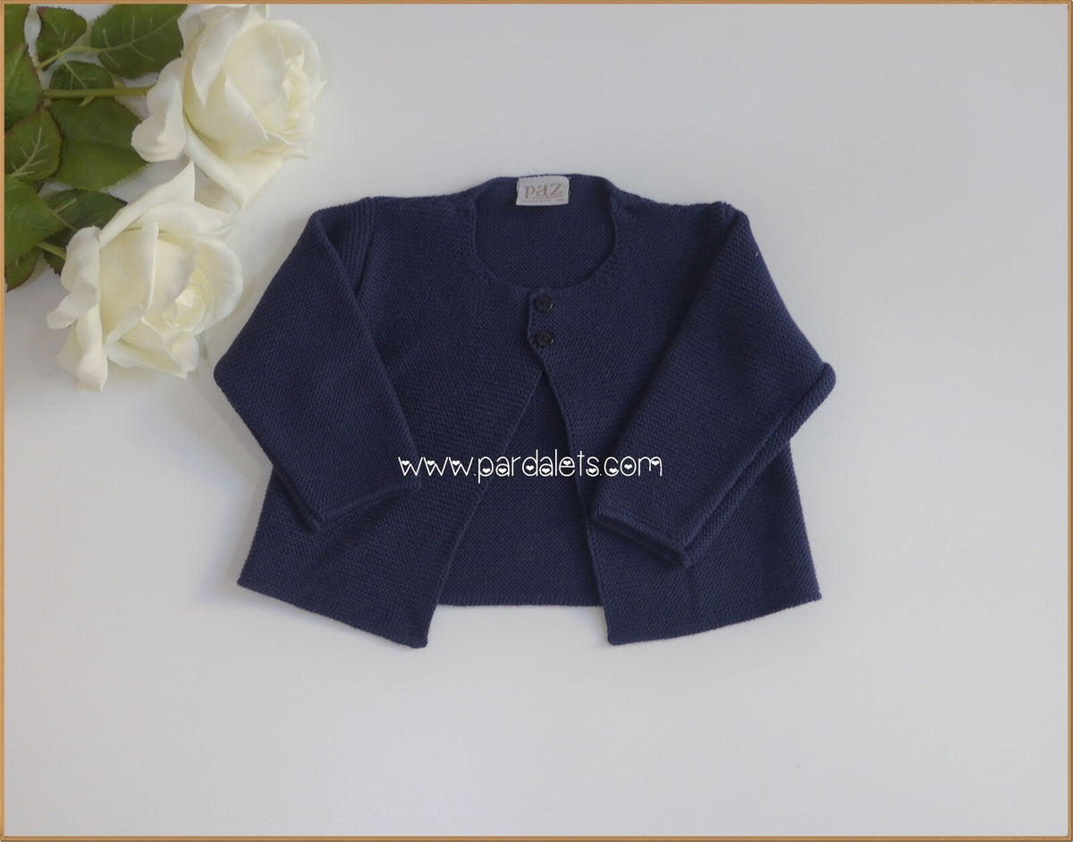 Chaqueta larga azul marino punto bobo Paz Rodriguez
