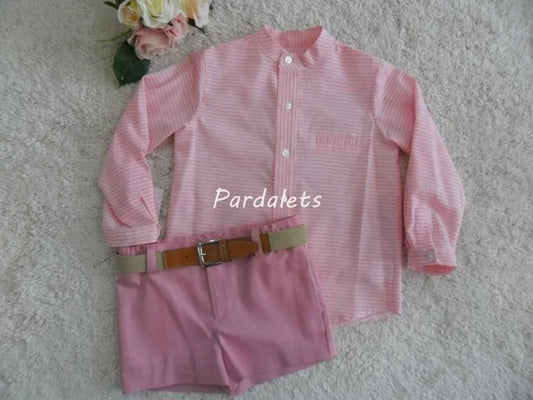 Camisa rosa rayas blancas y short maquillaje Yoedu - PARDALETS