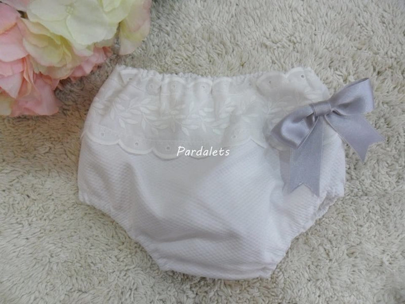 CULOTE PIQUE BLANCO Y LAZO GRIS