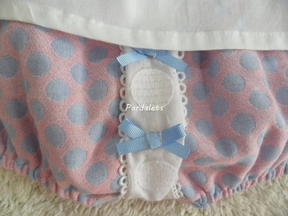 BLUSA y CULOTE ROSA TOPOS AZULES - PARDALETS
