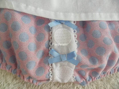BLUSA y CULOTE ROSA TOPOS AZULES - PARDALETS