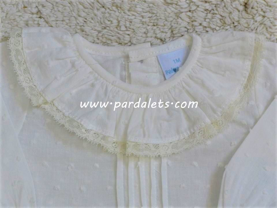 Camisa beige plumeti y puntilla Paloma de la O