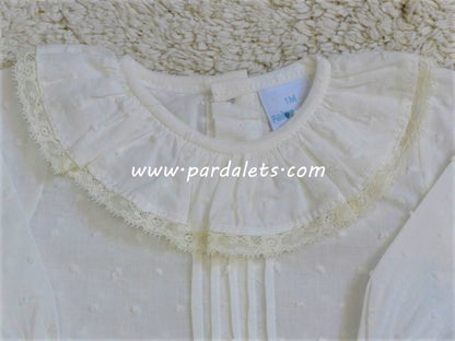Camisa beige plumeti y puntilla Paloma de la O
