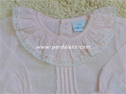 Camisa rosa de plumeti y puntilla Paloma de la O
