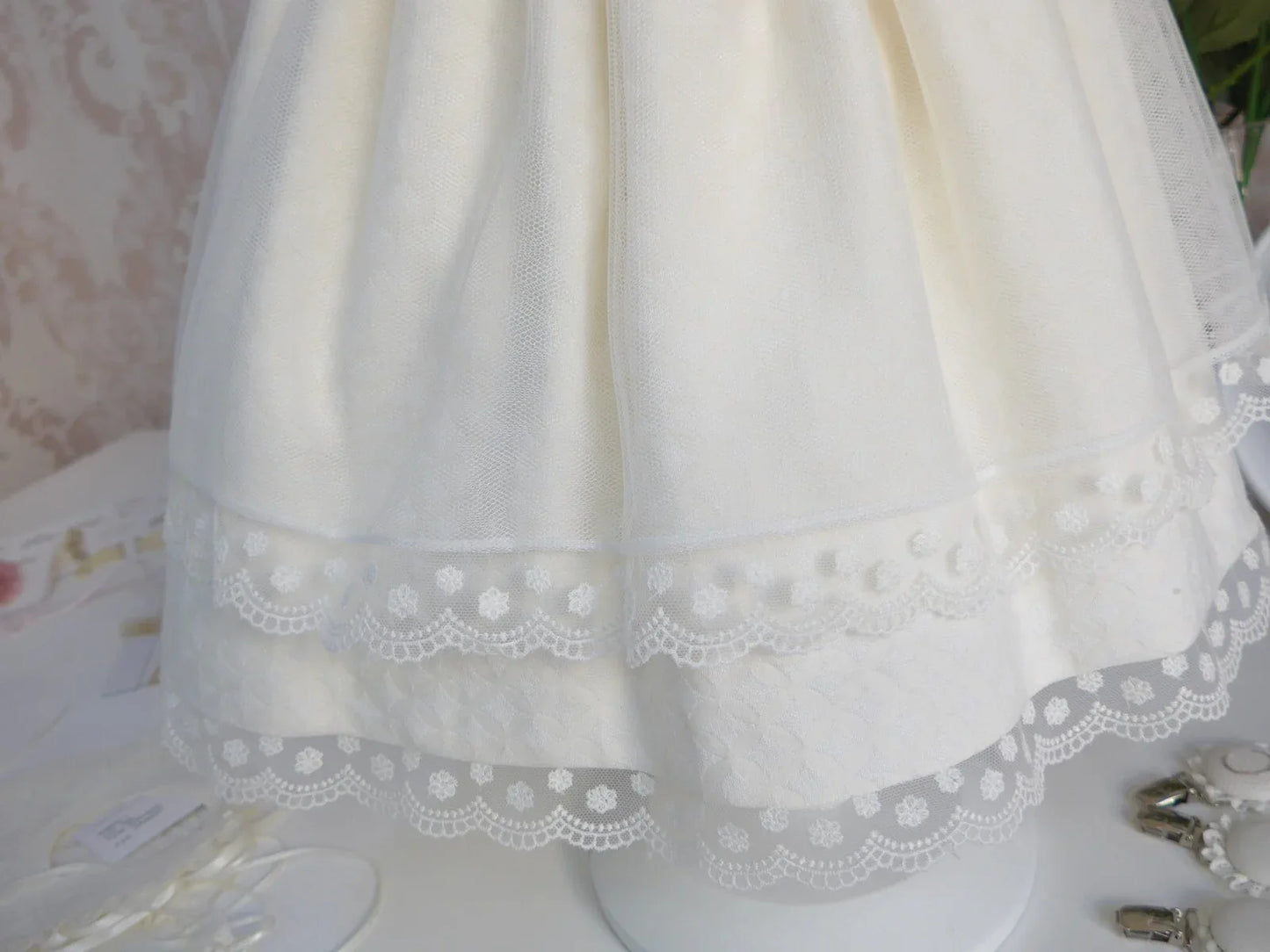 Vestido tul bordado beig - PARDALETS