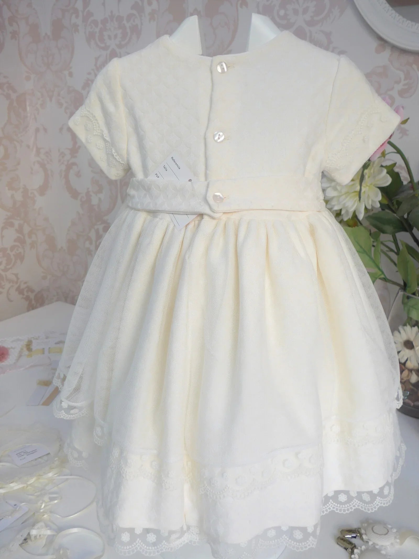 Vestido tul bordado beig - PARDALETS