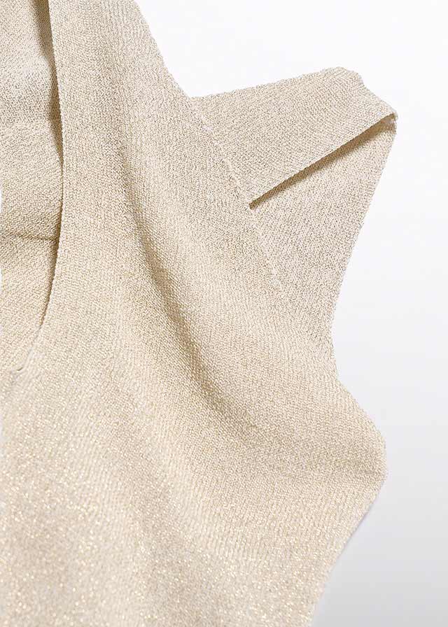 Conjunto top tricot y pantalon guipur beig