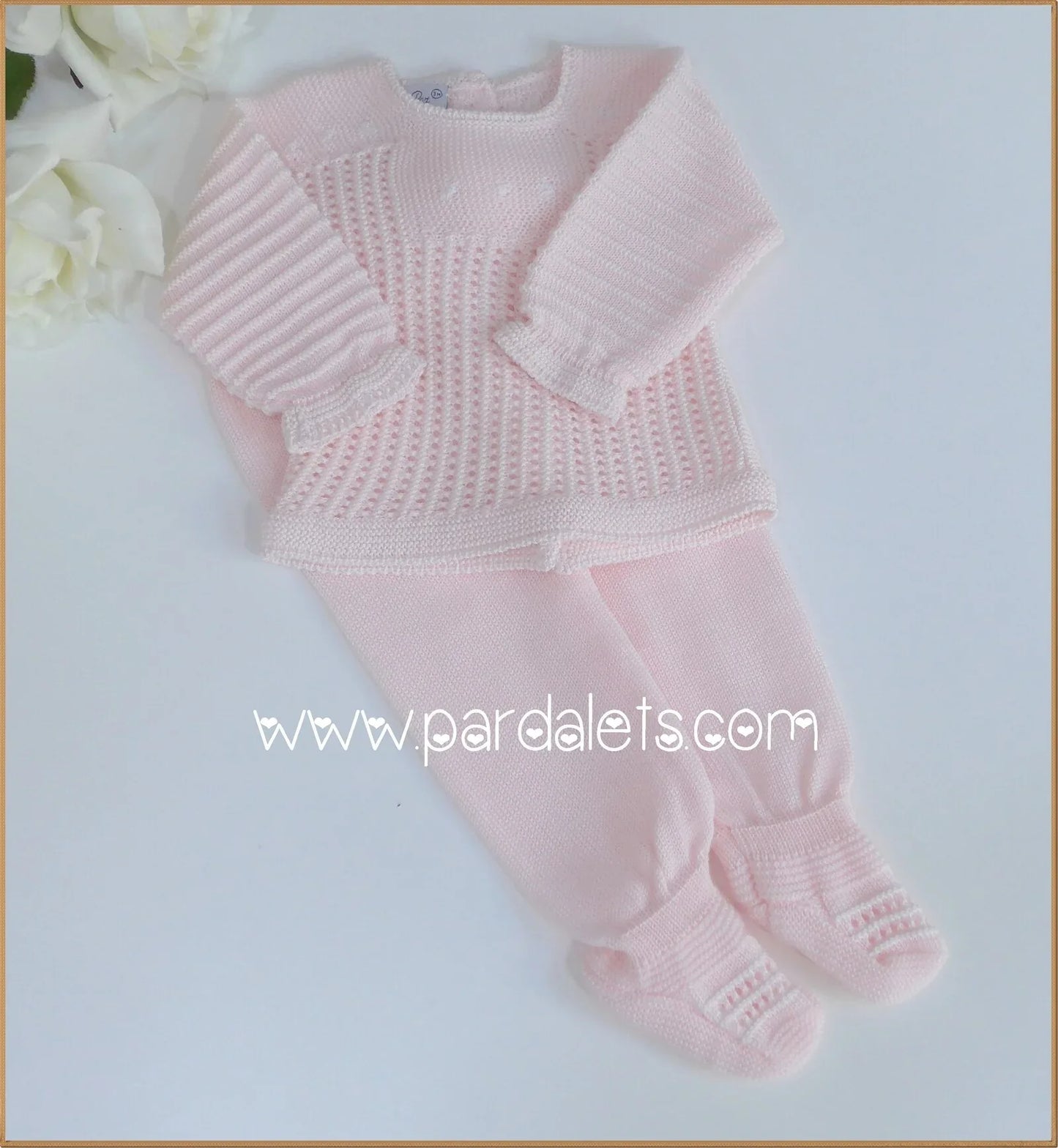 Jubon y polaina rosa bebe Paz Rodriguez - PARDALETS