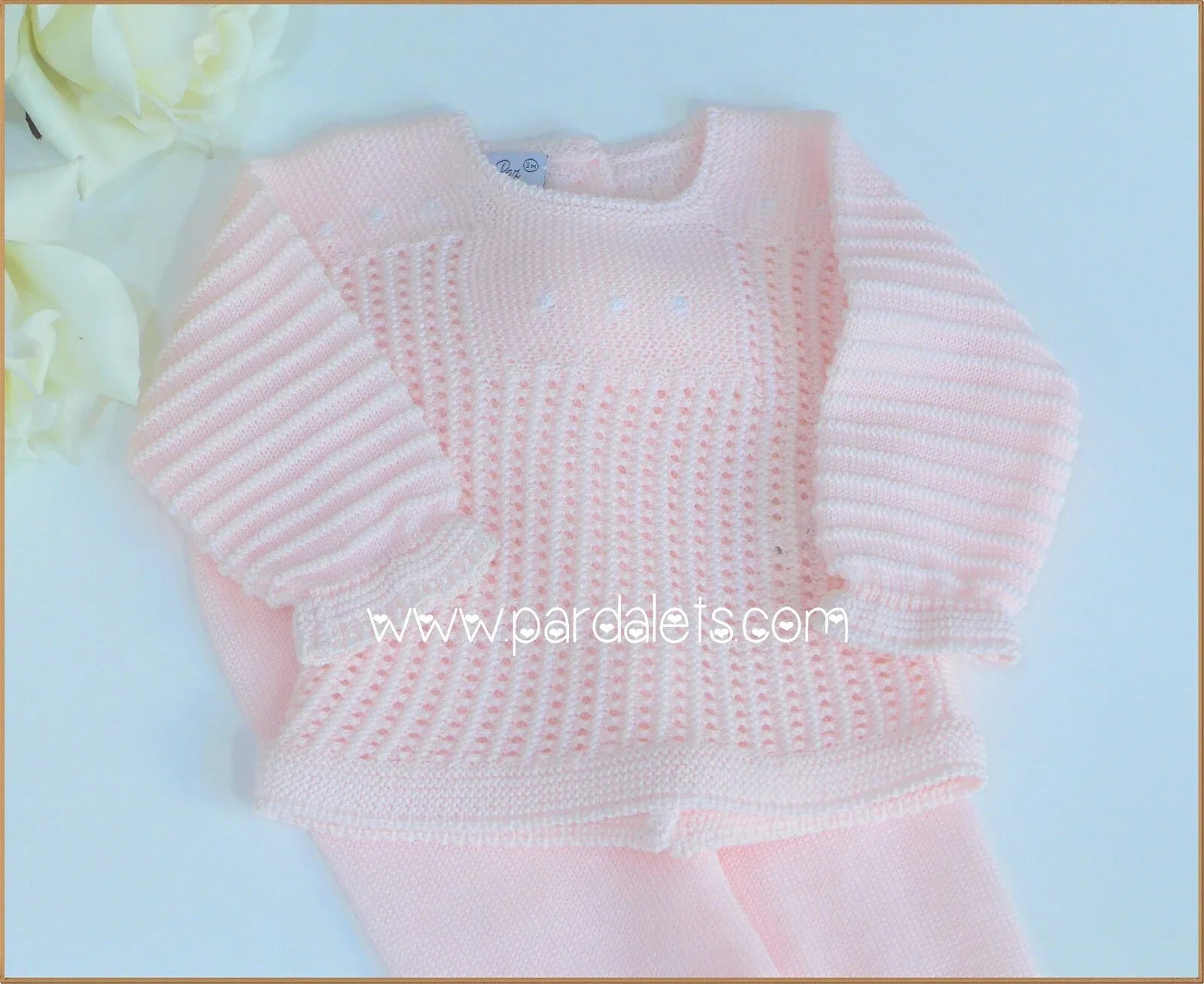 Jubon y polaina rosa bebe Paz Rodriguez - PARDALETS