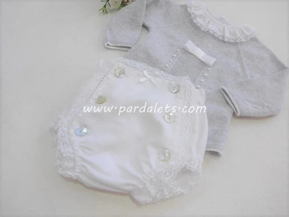 Jubon gris y cubrepañal Paz Rodriguez - PARDALETS