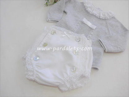 Jubon gris y cubrepañal Paz Rodriguez - PARDALETS