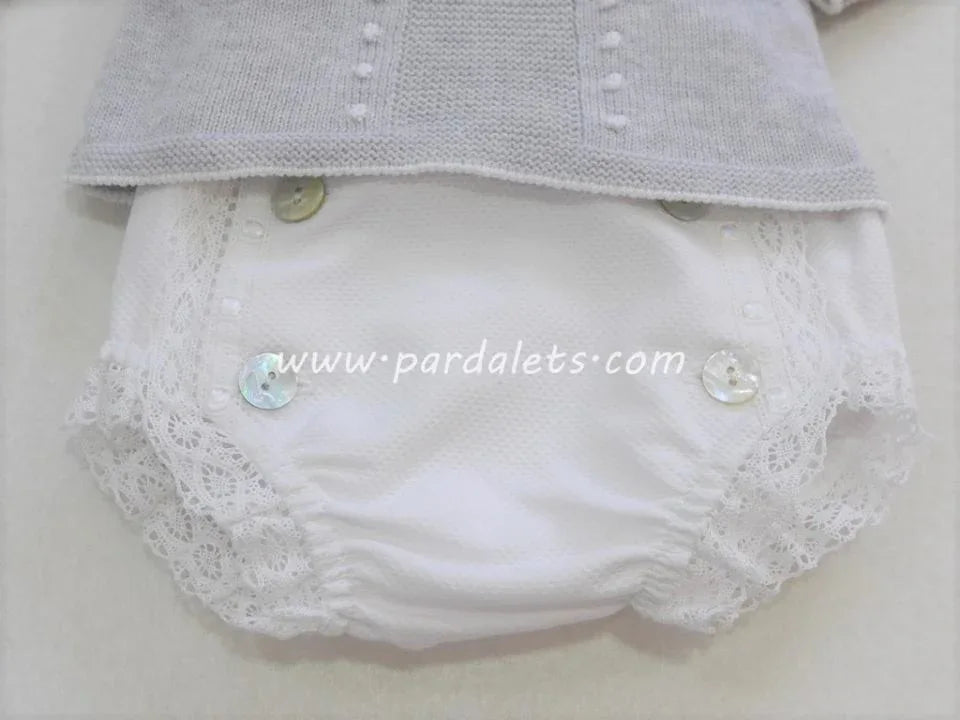 Jubon gris y cubrepañal Paz Rodriguez - PARDALETS