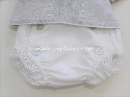 Jubon gris y cubrepañal Paz Rodriguez - PARDALETS