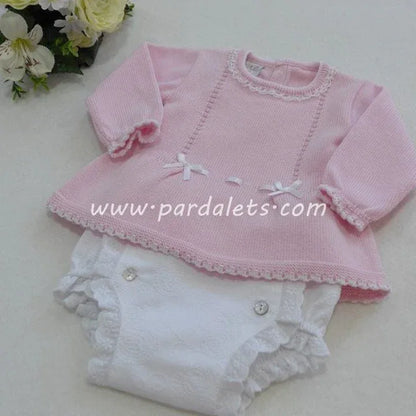 Jubon rosa dos lazitos y cubrepañal Paz Rodriguez - PARDALETS
