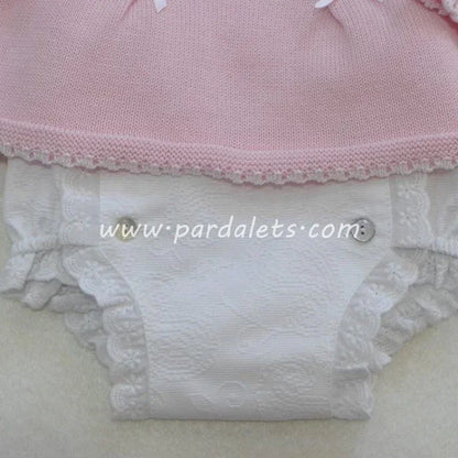Jubon rosa dos lazitos y cubrepañal Paz Rodriguez - PARDALETS