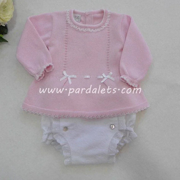 Jubon rosa dos lazitos y cubrepañal Paz Rodriguez - PARDALETS