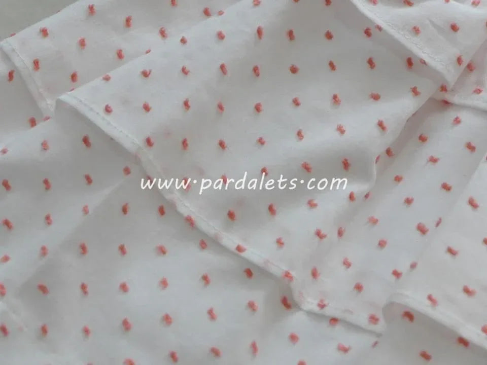 Vestido plumeti blanco y coral Ancar - PARDALETS