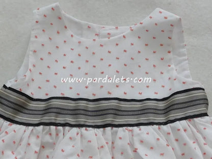 Vestido plumeti blanco y coral Ancar - PARDALETS