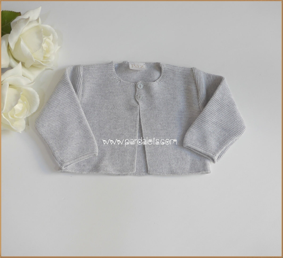 Chaqueta larga gris punto bobo