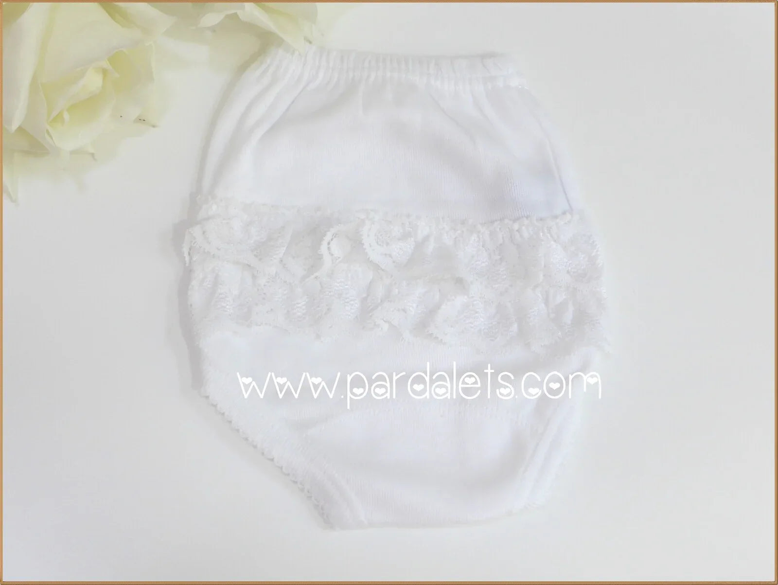 Braguita bebe blanca algodon puntilla Babidu - PARDALETS