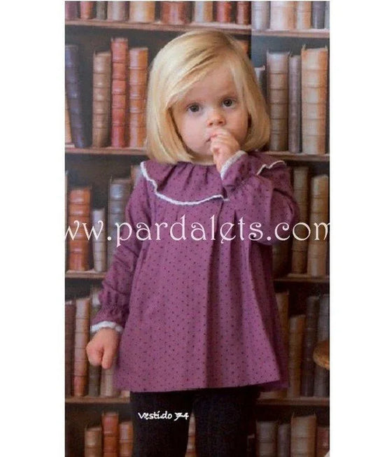Vestido bebe estrellas cuello volante puntilla Ancar - PARDALETS