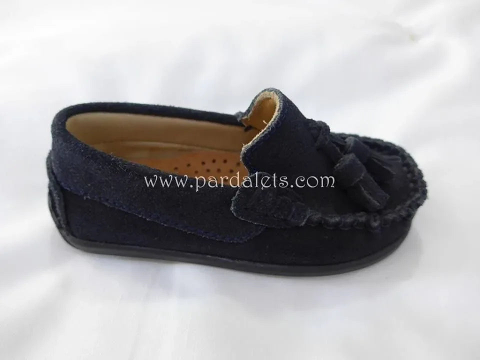 Mocasin serraje azul marino con 2 pompones - PARDALETS