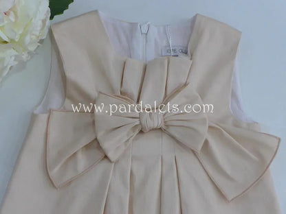 Vestido melocoton con gran lazo y pliegue - PARDALETS