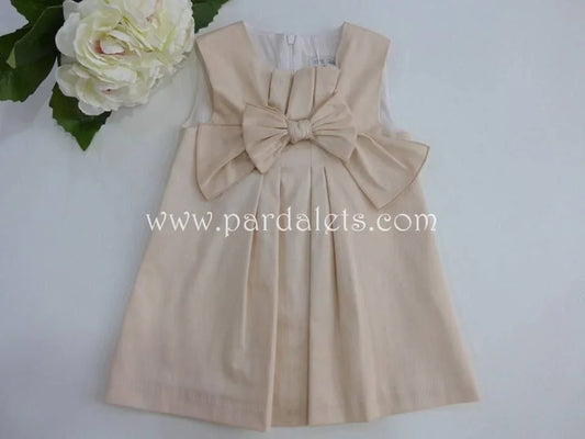 Vestido melocoton con gran lazo y pliegue - PARDALETS