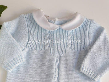 Pelele algodon celeste y cuello batista blanco Paz Rodriguez - PARDALETS