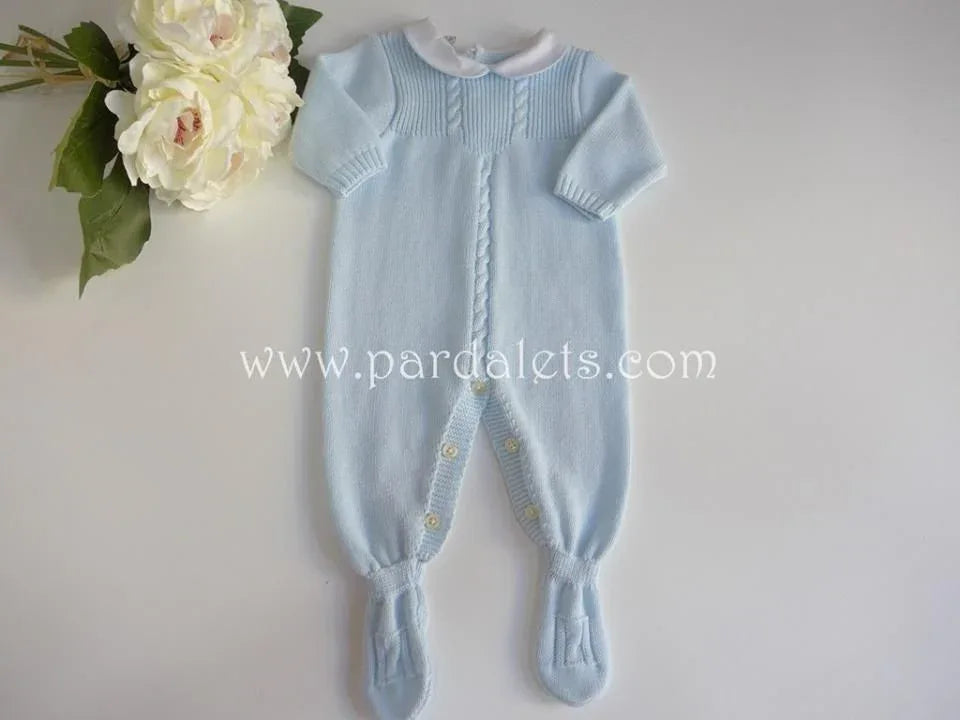 Pelele algodon celeste y cuello batista blanco Paz Rodriguez - PARDALETS